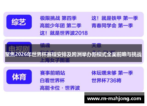聚焦2026年世界杯赛程安排及跨洲举办新模式全面前瞻与挑战